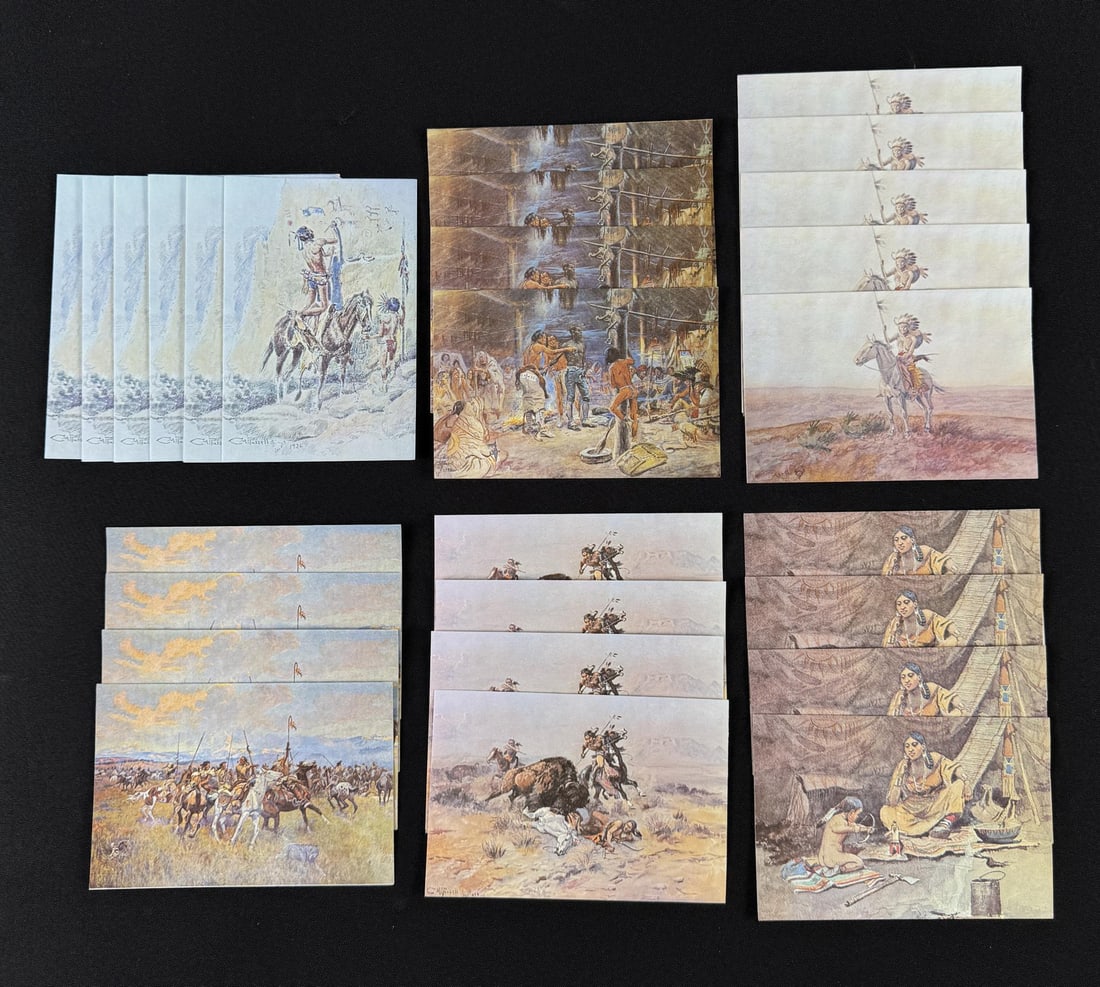 Charles M Russell Montana Greeting Cards: 27 total. 6" by 4".