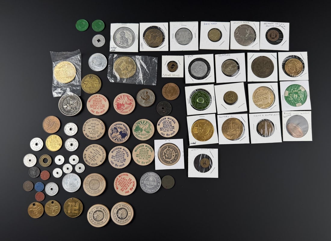 Collection of Tokens and Wood Nickels (1 of 11)
