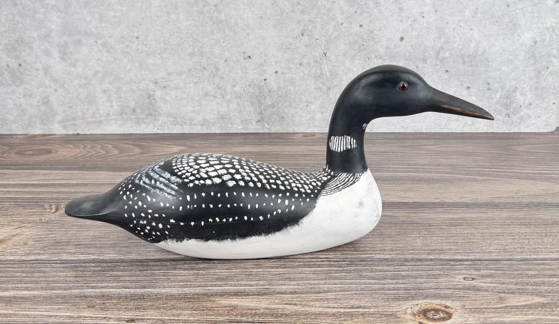 Wood Loon Decoy: 16" by 7" by 5"