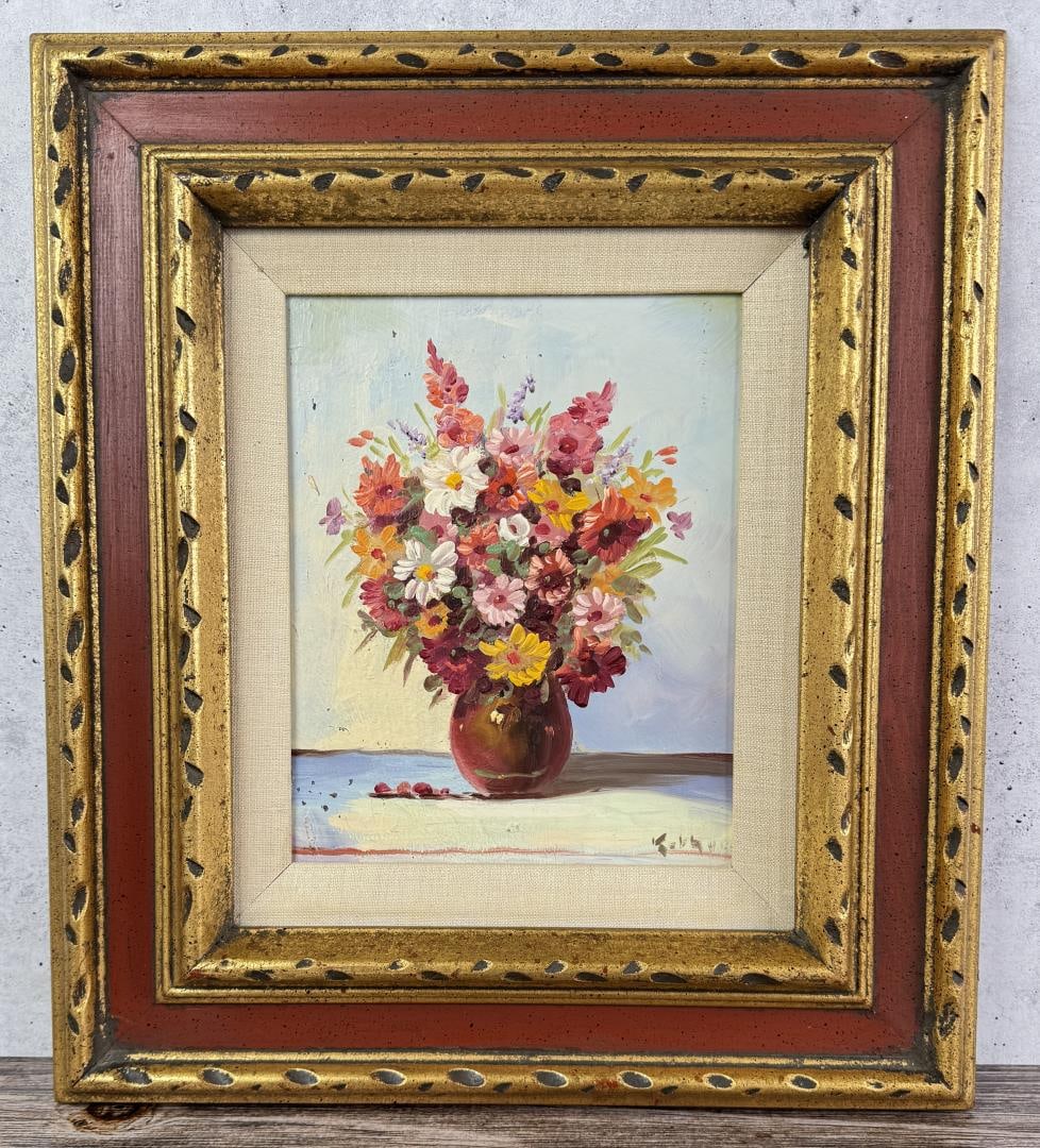 Engelbert Kothera Flower Painting: 16" by 18" framed.