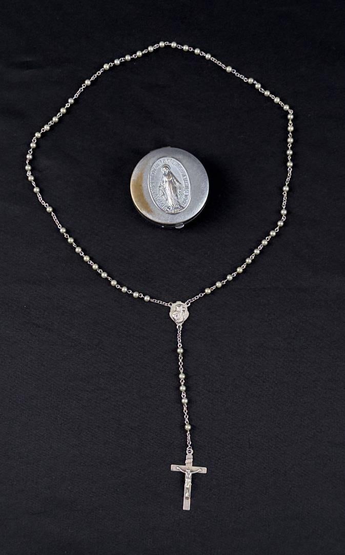 Victorian Rosary in Travel Box: Rosary is 15 5/8" long.