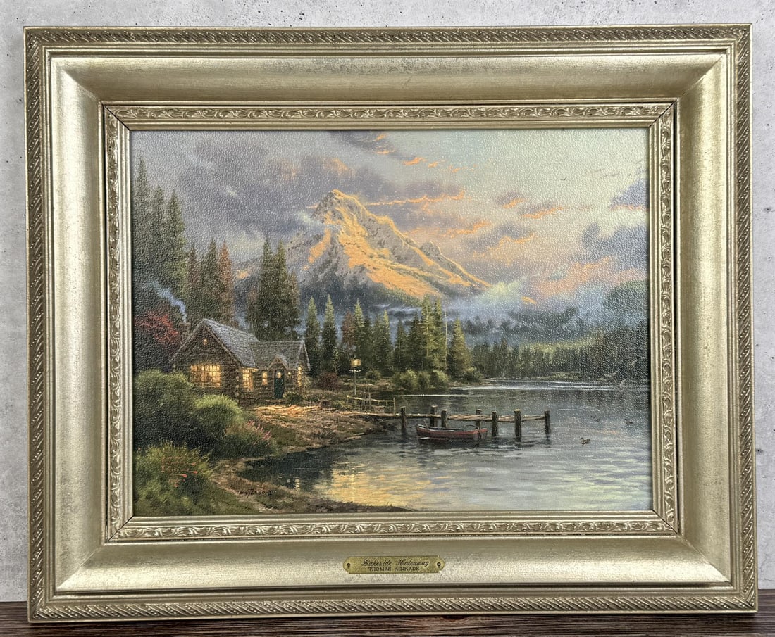 Thomas Kinkade Lakeside Hideaway Giclee Print: Signed and Numbered. 17 1/2" by 21 1/2" framed.