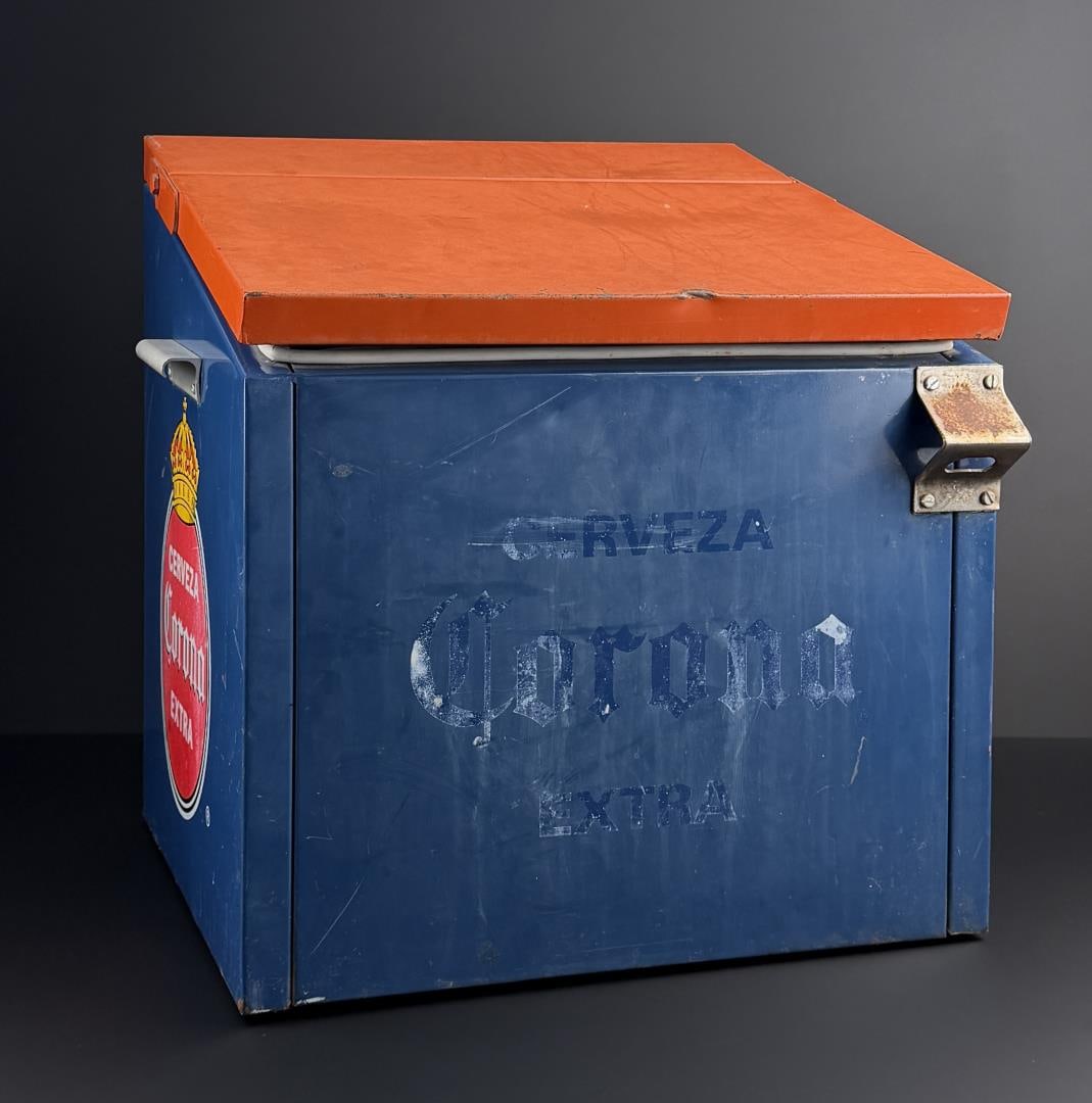 Corona Extra Beer Cooler Ice Chest: 17 3/4" by 17 1/8" by 14 3/4".