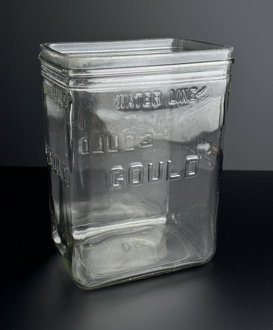 Gould Glass Battery Jar: 10" by 7 1/2" by 5 1/8"