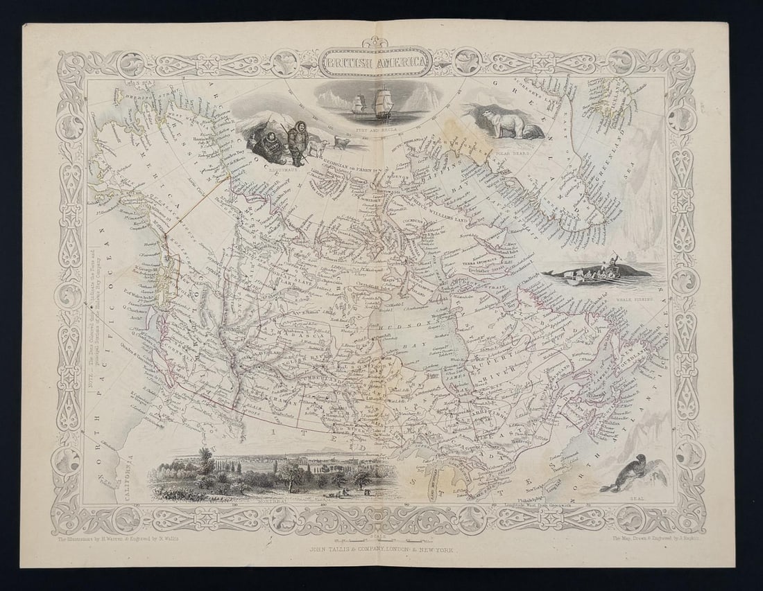 John Tallis 1851 British America Map: 10 1/2" by 13 1/2"