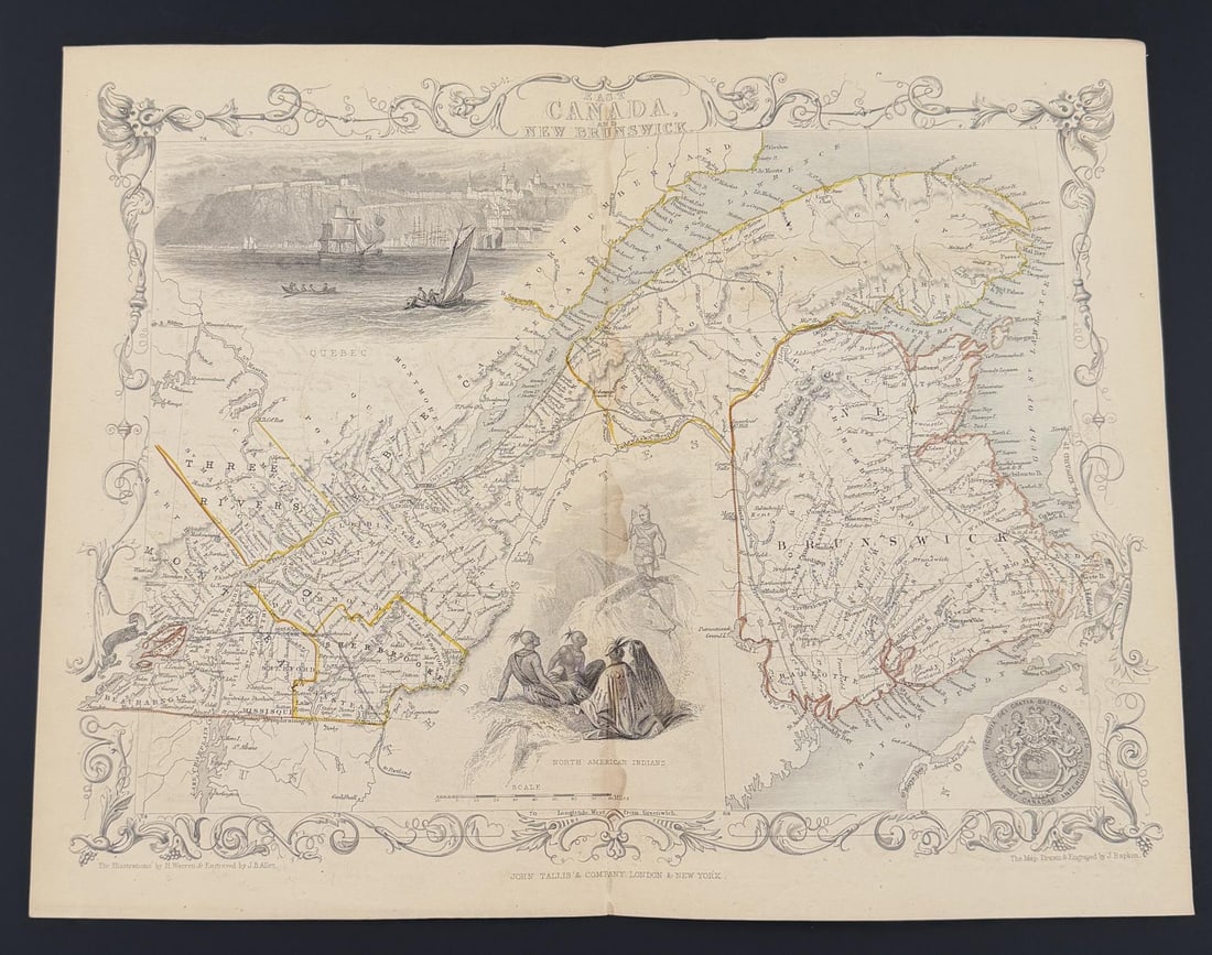 1851 East Canada New Brunswick Map: 10 3/4" by 13 3/4"