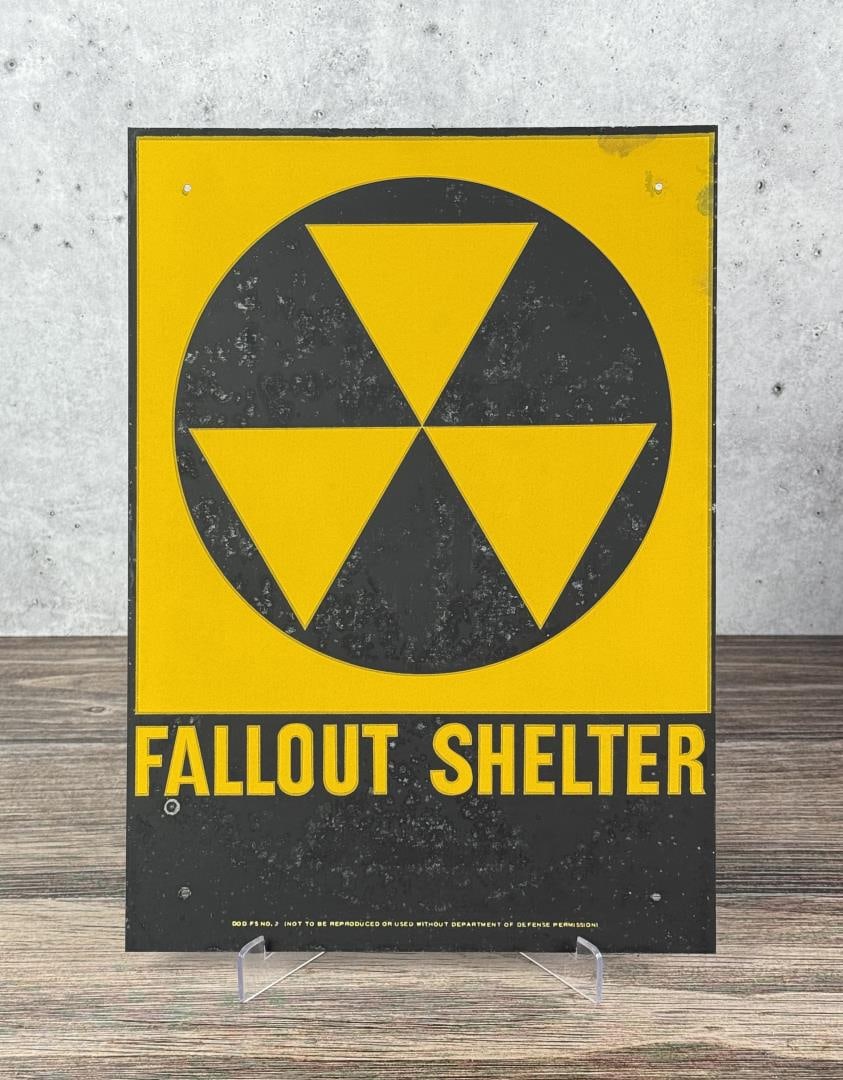 US Department of Defense Fallout Shelter Sign: Vietnam War. 1963. Original. 10" by 14".