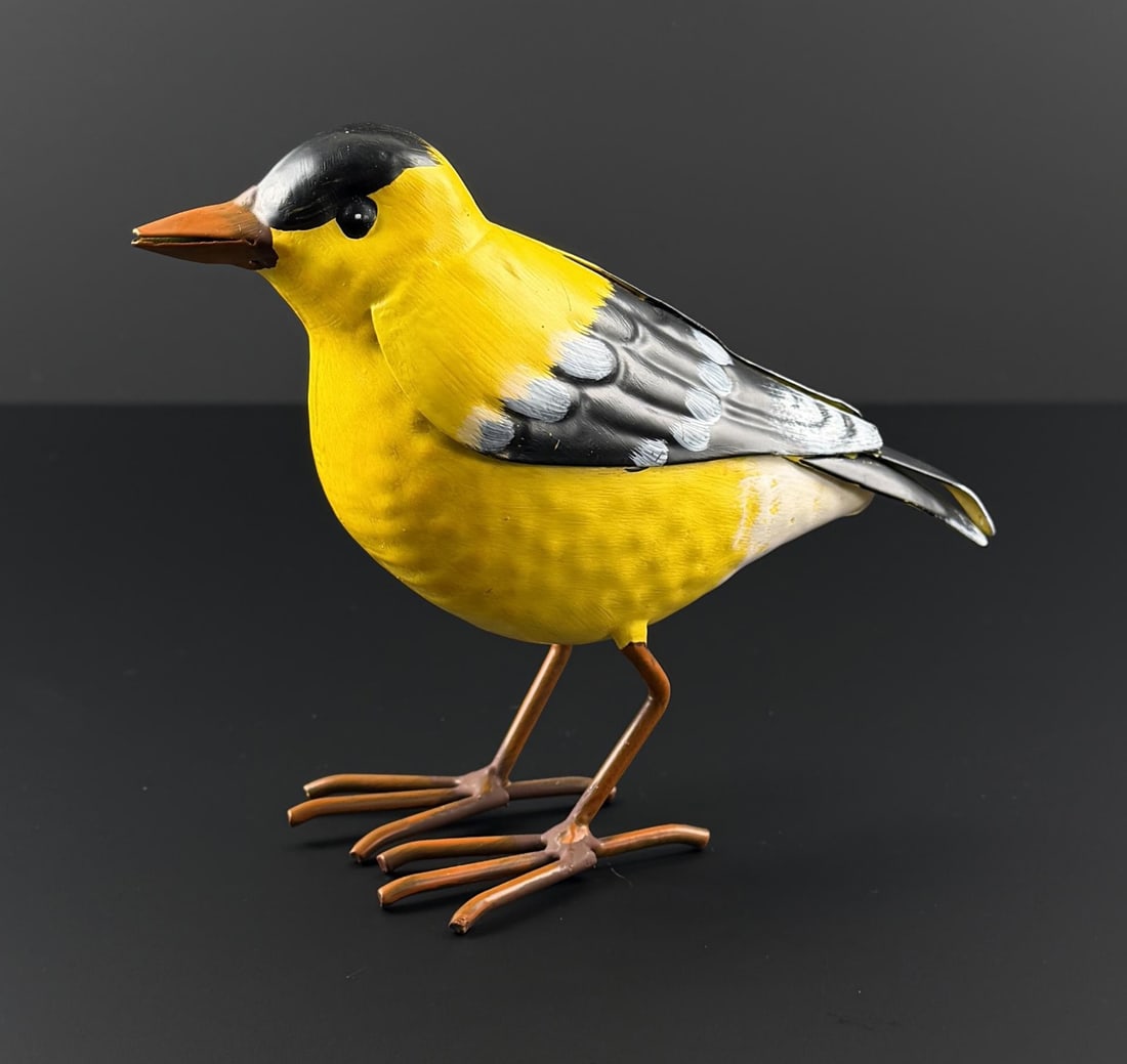 Decorative Tin Metal Garden Tanager Bird: 7 1/8" by 5 3/4" by 2 3/4"