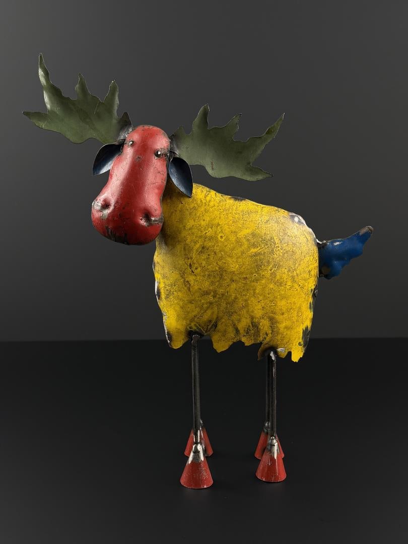 Decorative Tin Metal Garden Moose: 12 3/4" by 10" by 3"