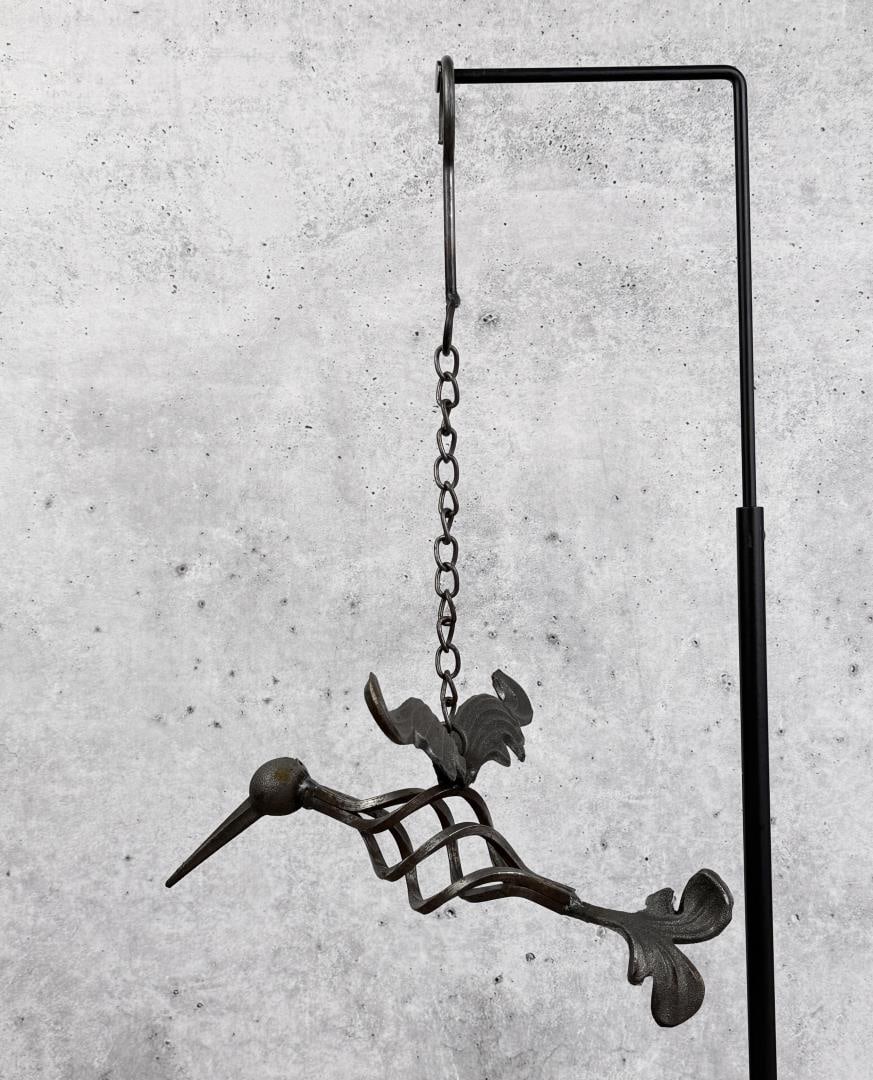 Wrought Iron Hummingbird Wind Ornament: 7 1/2" long beak to tail