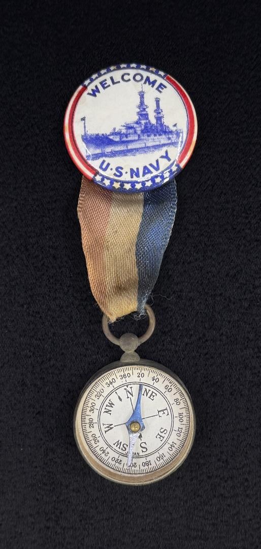 US Navy Souvenir Ribbon Compass: 3 7/8" long.