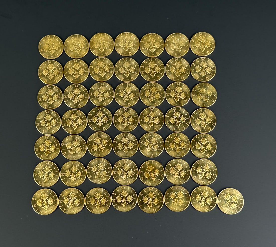 Collection of 1965 Austrian Schilling Coins: Nice group of 50 coins.