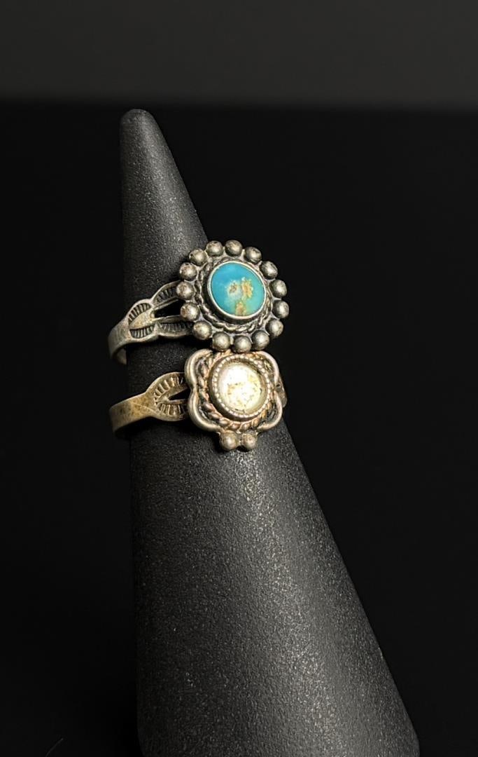 Bell Trading Post Sterling Silver Turquoise Rings: One is missing a stone. 4 grams.