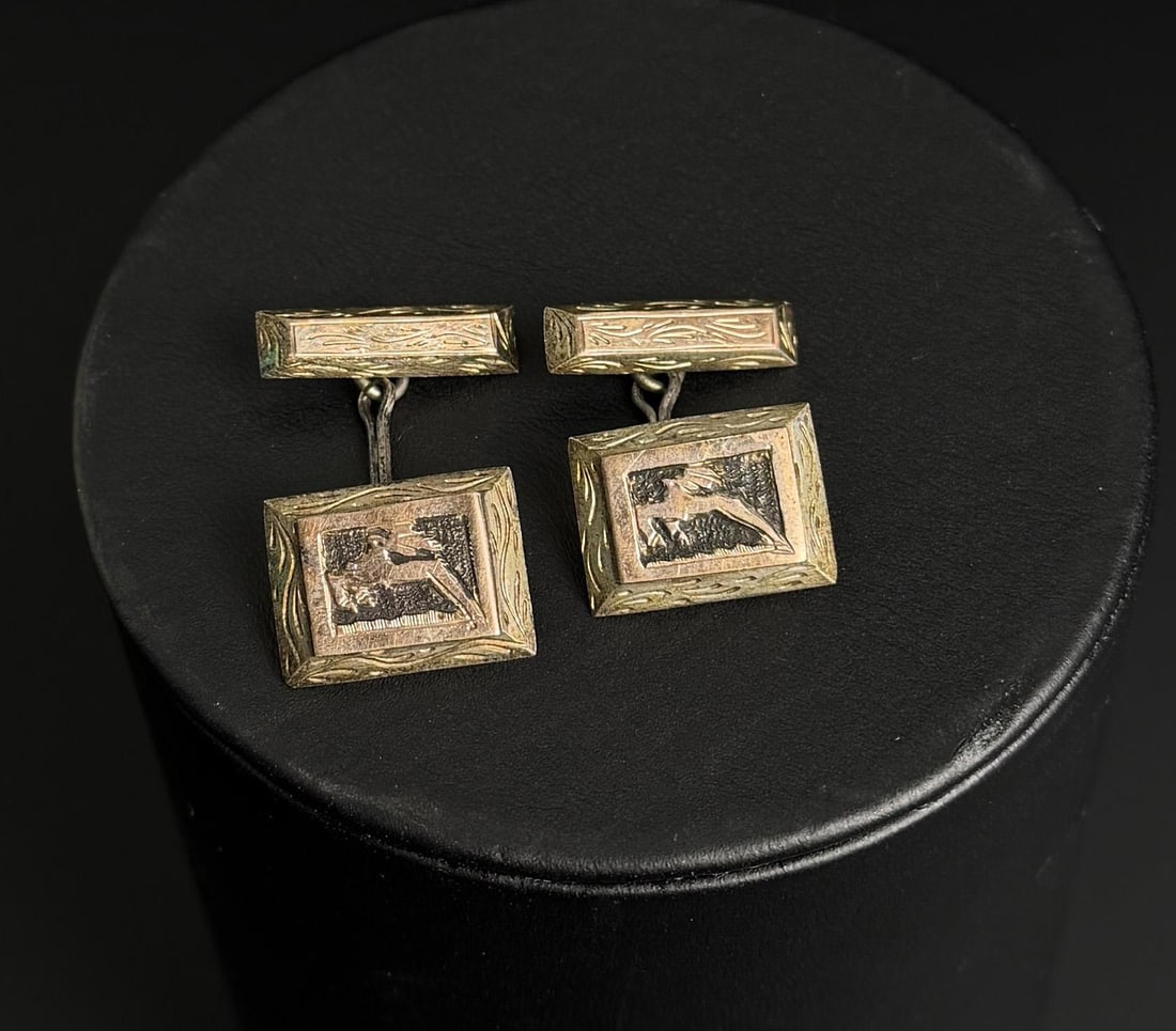.800 Silver Gold Overlay Cufflinks (1 of 3)