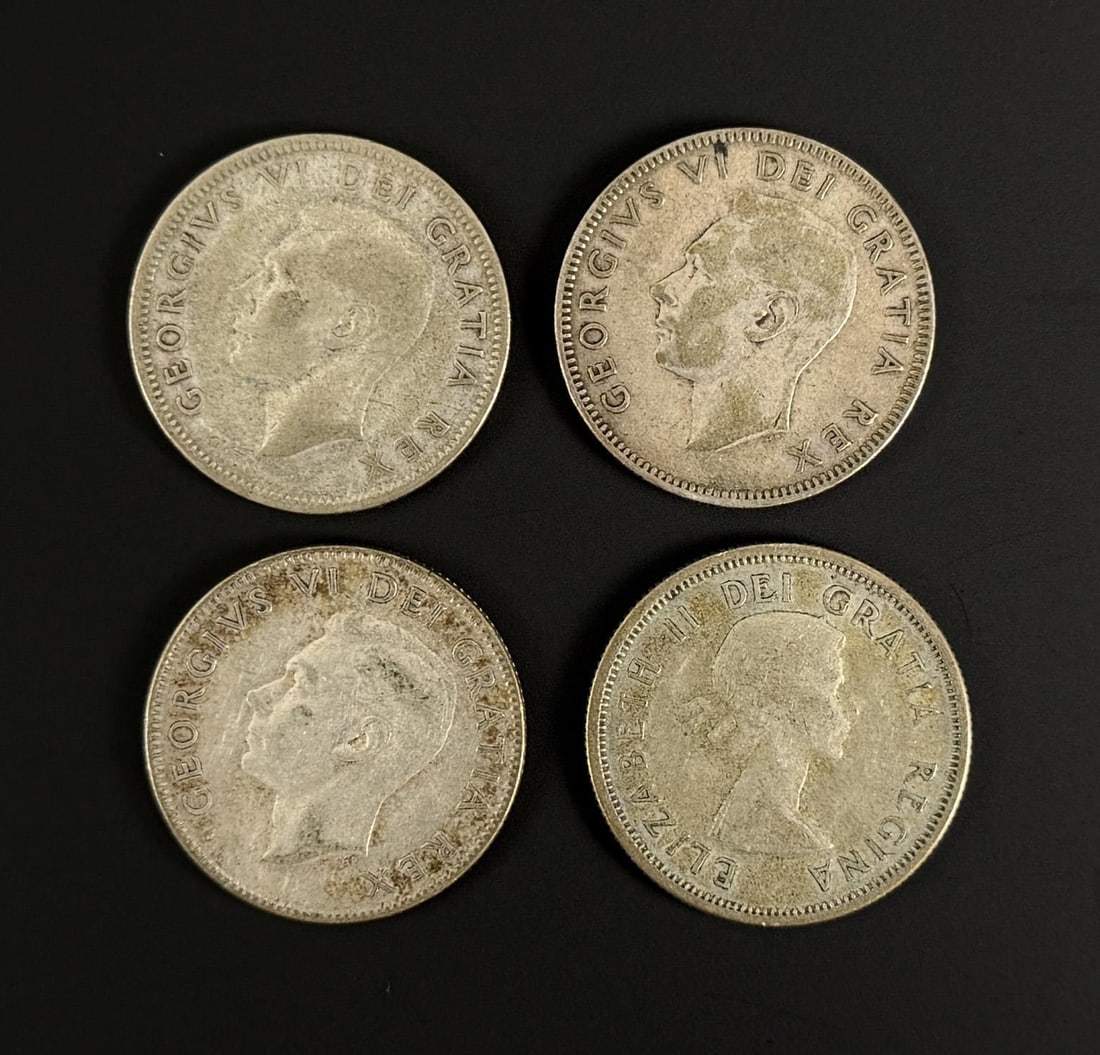 Collection of Canadian Silver Quarters: 4 total.