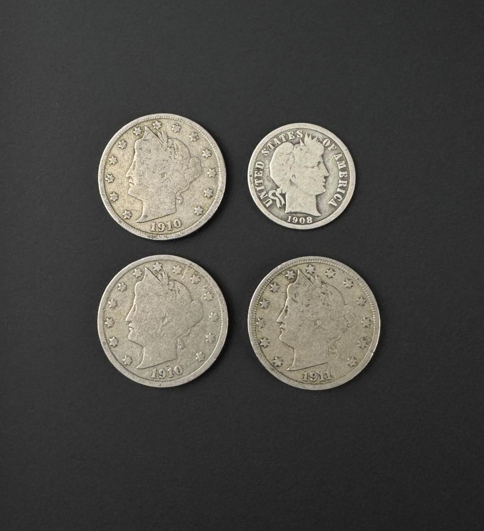 V Nickels and Barber Silver Dime: Nice grouping