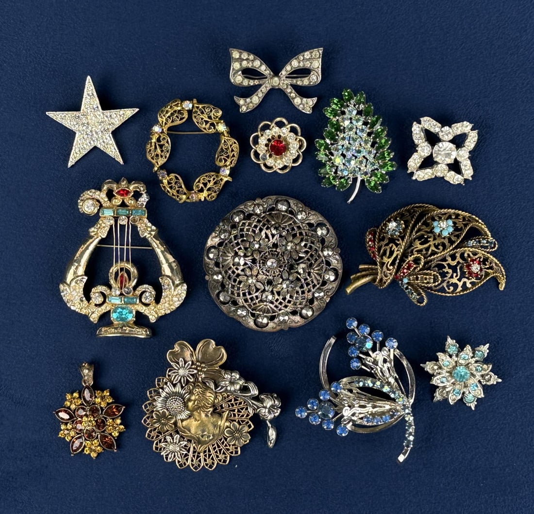 Rhinestone Costume Jewelry Brooches (1 of 12)