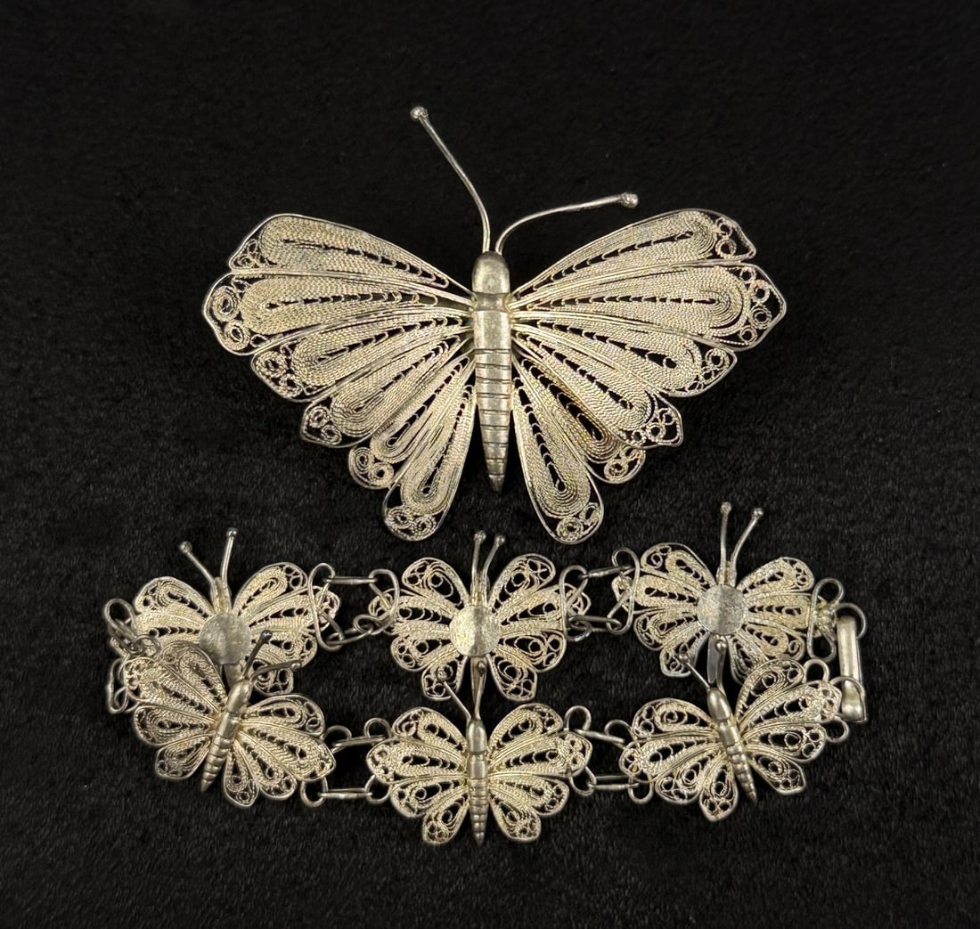 Sterling Silver Butterfly Brooch and Bracelet (1 of 3)