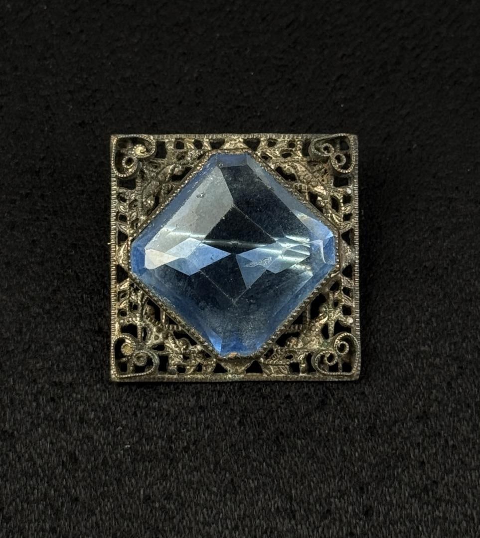 Victorian Blue Paste Costume Jewelry Brooch (1 of 3)