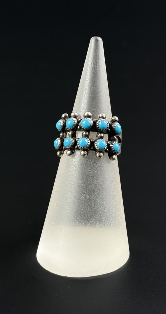 Bell Trading Post Sterling Silver Turquoise Ring: Size 4.5.