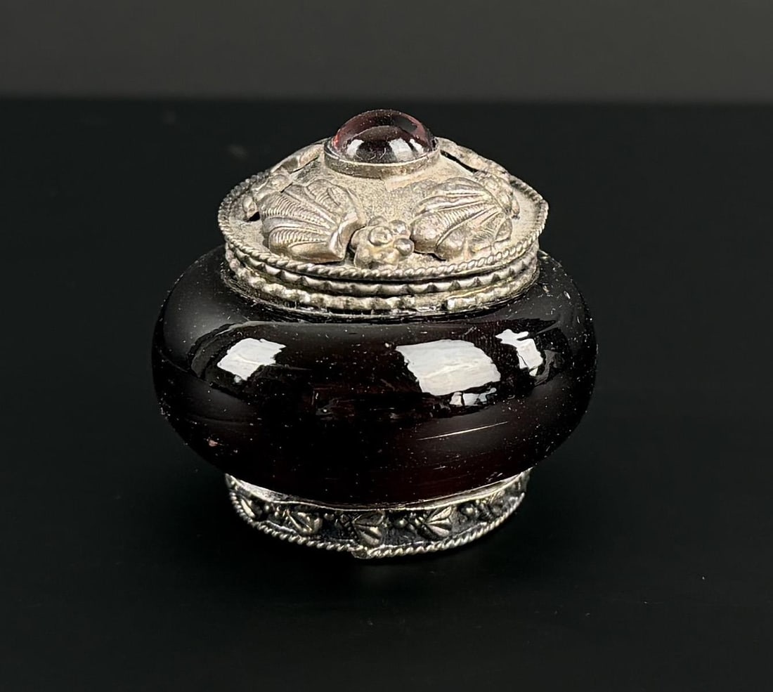 Ornate Purple Glass Trinket Box (1 of 8)