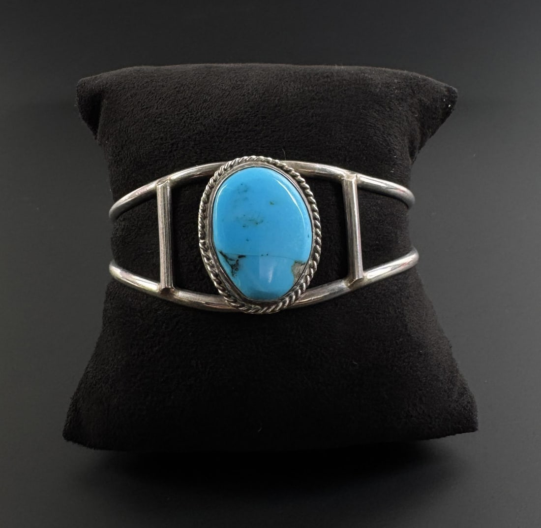 Navajo Sterling Silver Turquoise Bracelet (1 of 5)