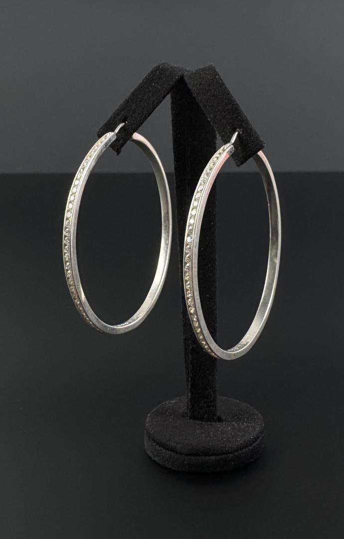 Sterling Silver CZ Hoop Earrings (1 of 5)