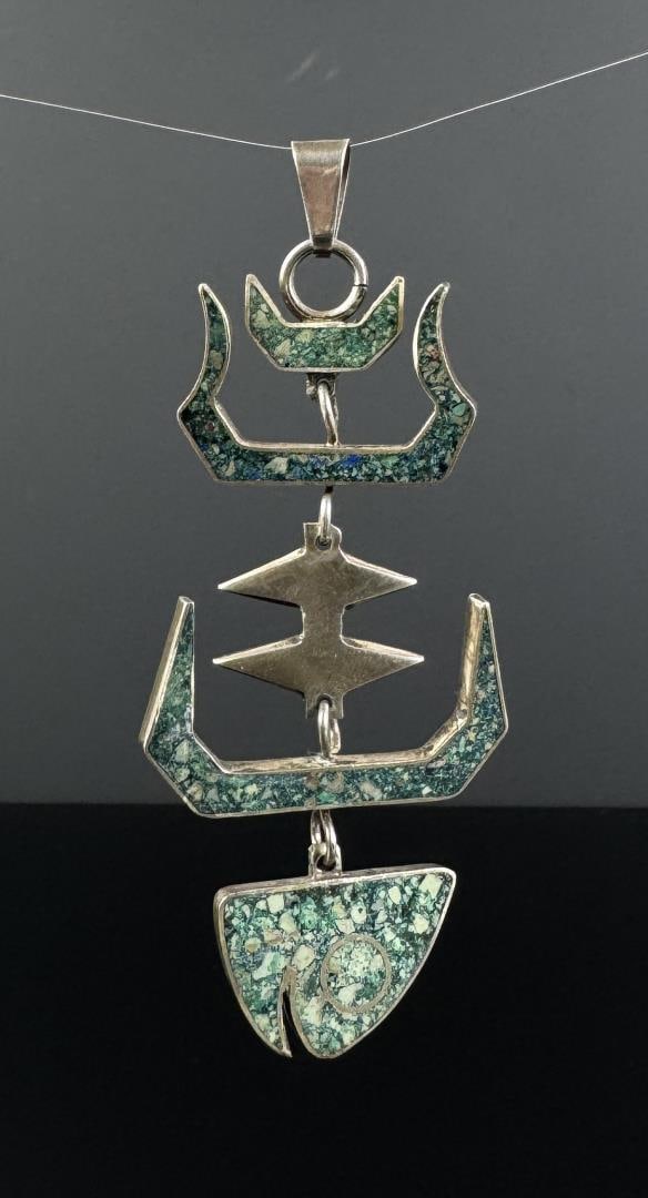 Taxco Mexico Sterling Silver Fish Skeleton Pendant: 21.22 grams. 3 3/4" by 1 1/2".