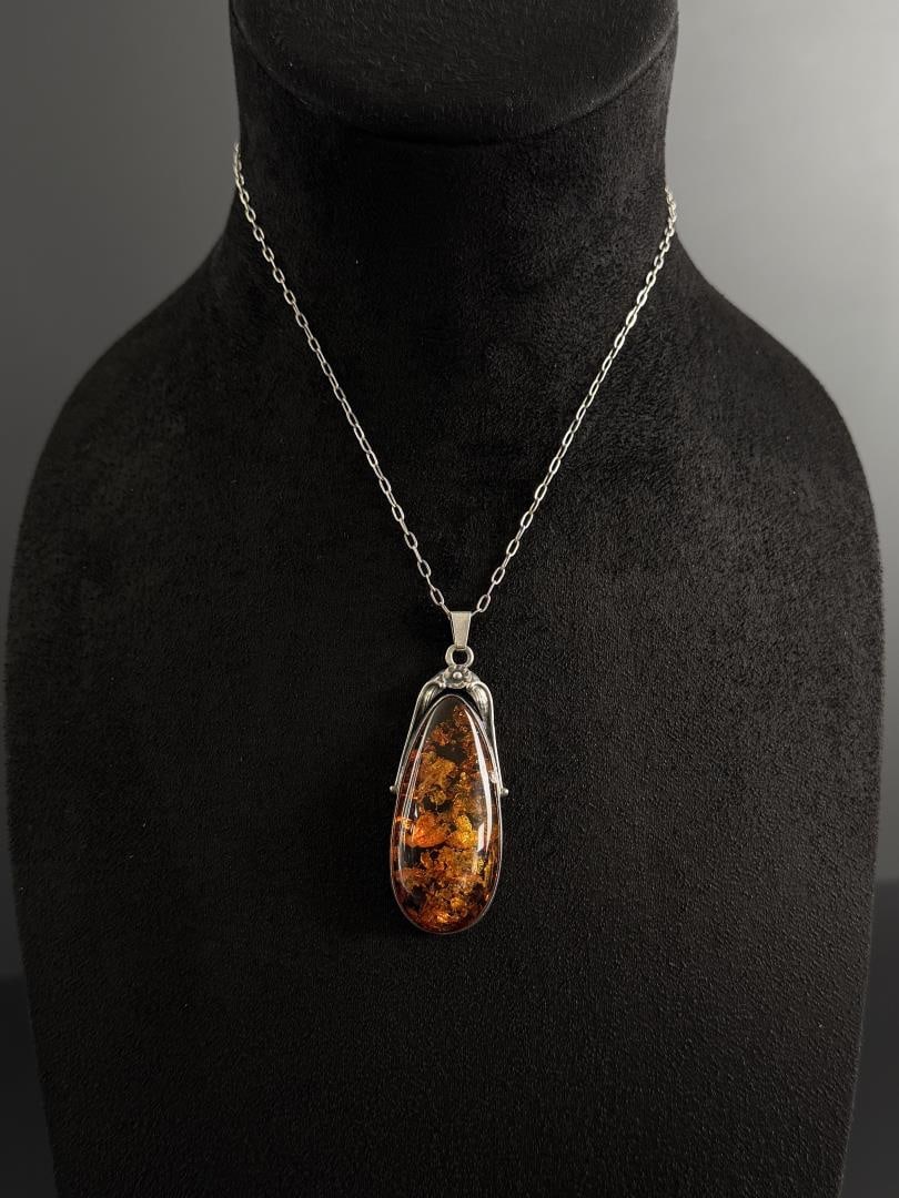 Sterling Silver Baltic Amber Necklace (1 of 5)