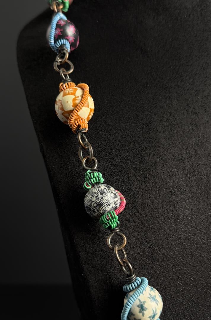 Custom Made Clay Pattern Ball Necklace - 2