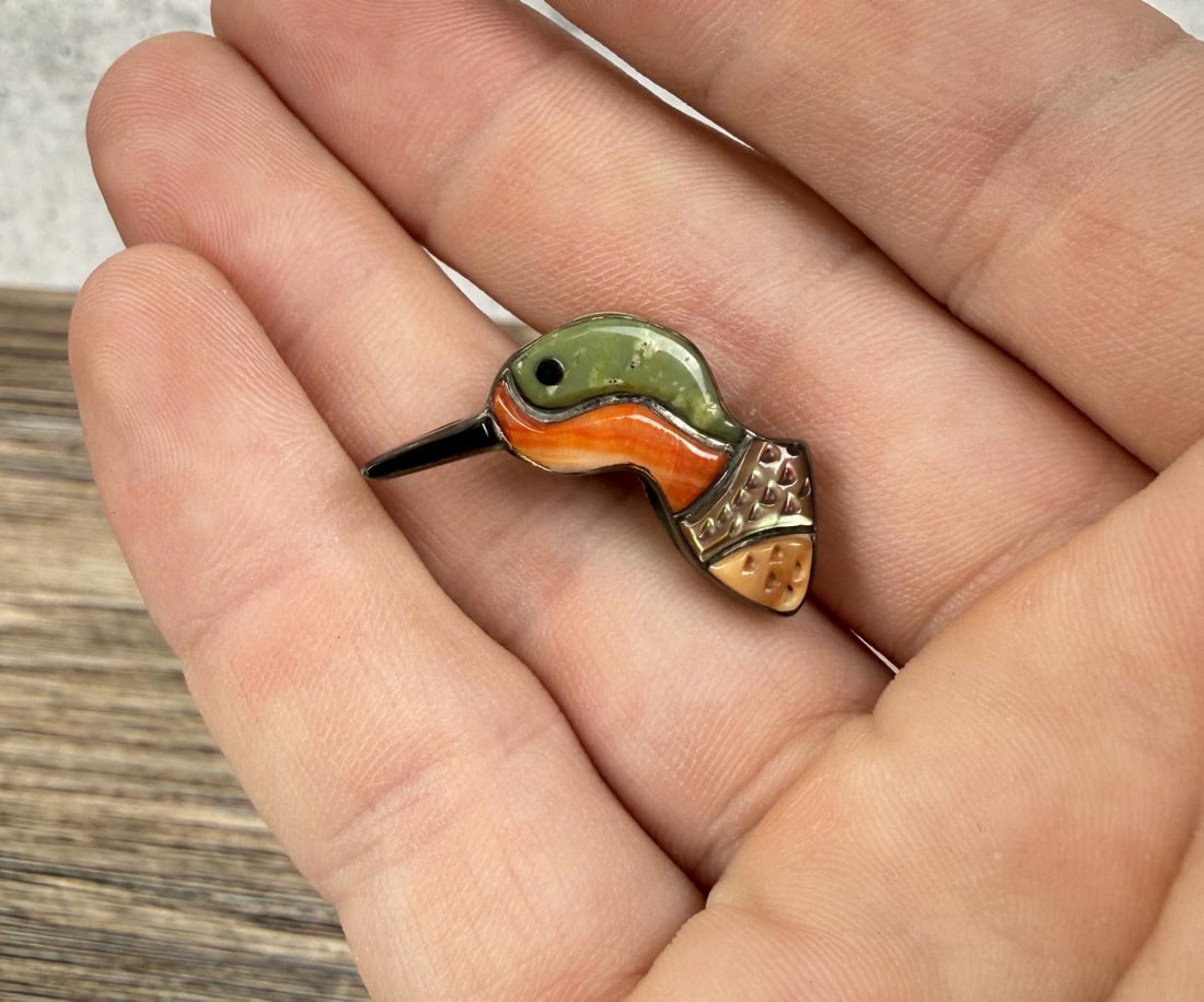 Virgil & Shirley Benn Zuni Inlaid Sterling Brooch (1 of 6)