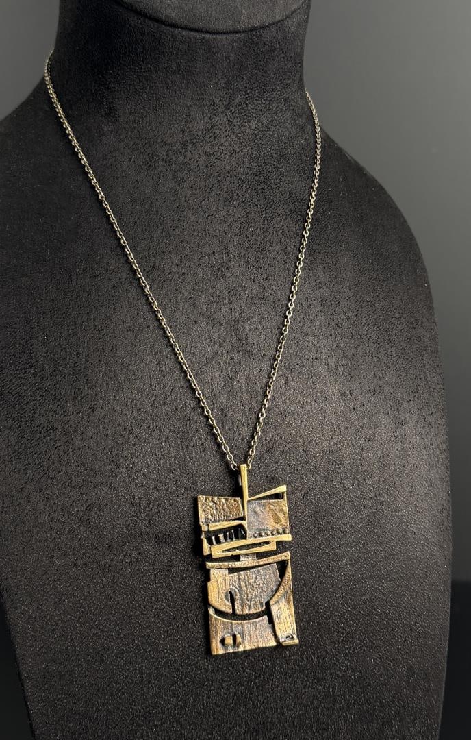 Jorma Laine Finland Bronze Necklace: 13 1/2" long as displayed.