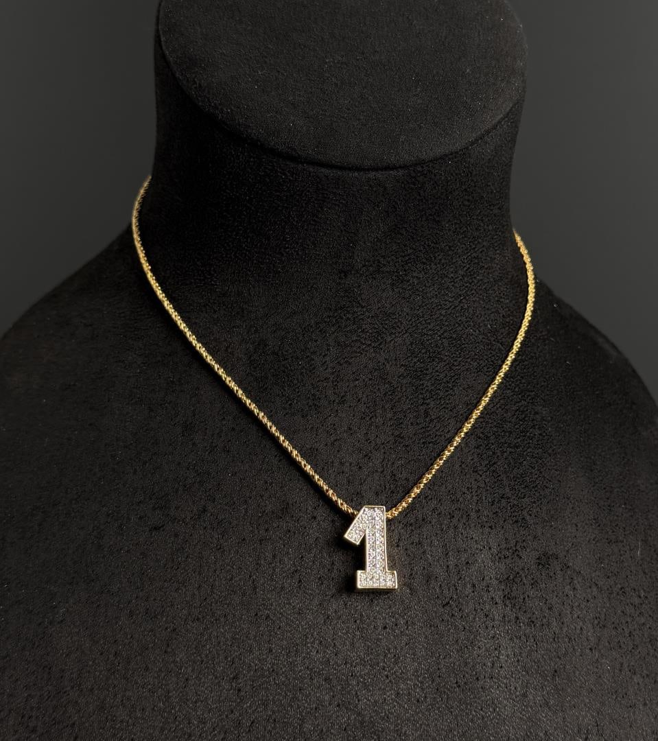 Swarovski Crystal Number 1 Necklace: 9" long as displayed.