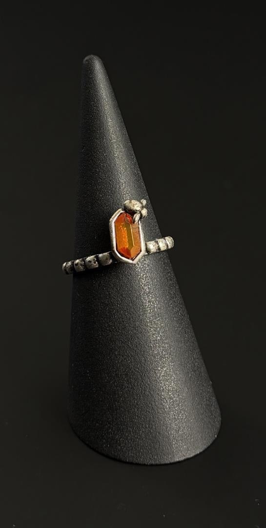 Sterling Silver Mexican Fire Opal Ring: Size 7
