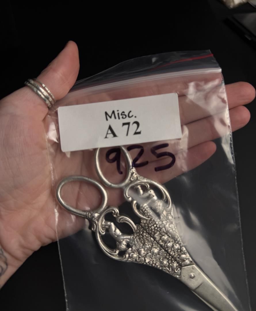 Victorian .800 Silver Grape Scissors Shears - 5