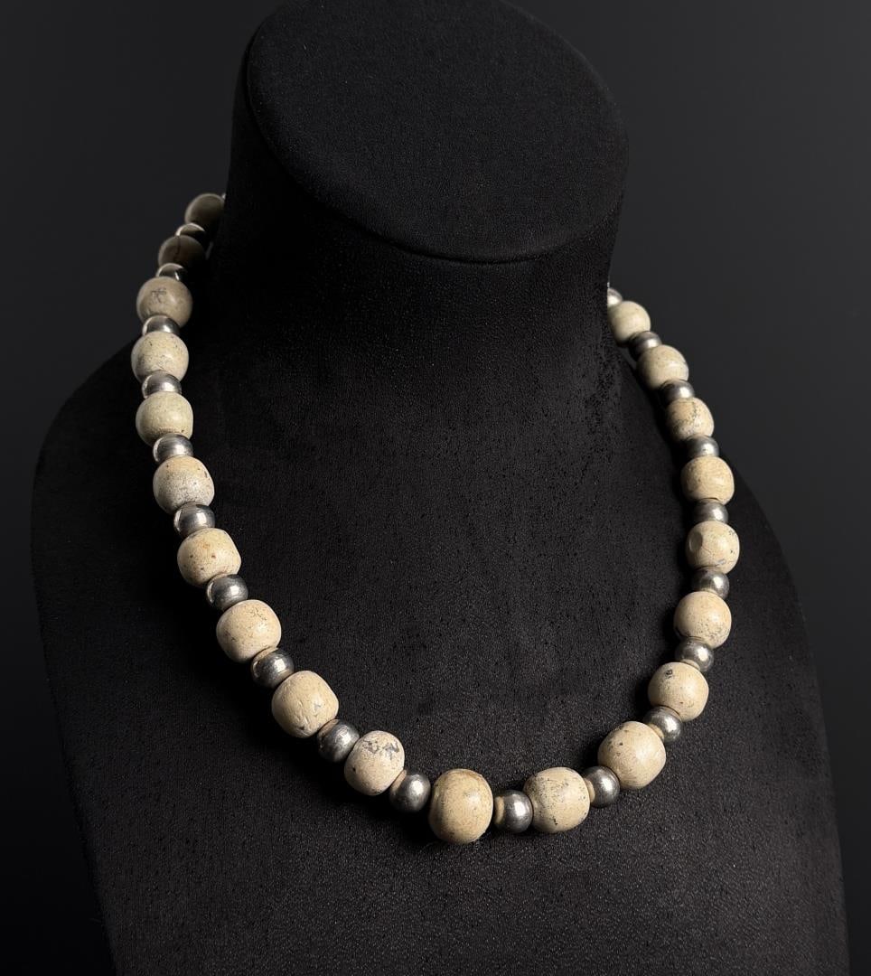 Taxco Mexico Sterling and Stone Beaded Necklace (1 of 4)