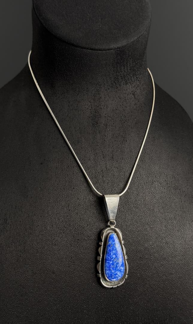 Navajo Sterling Silver Lapis Lazuli Necklace (1 of 7)