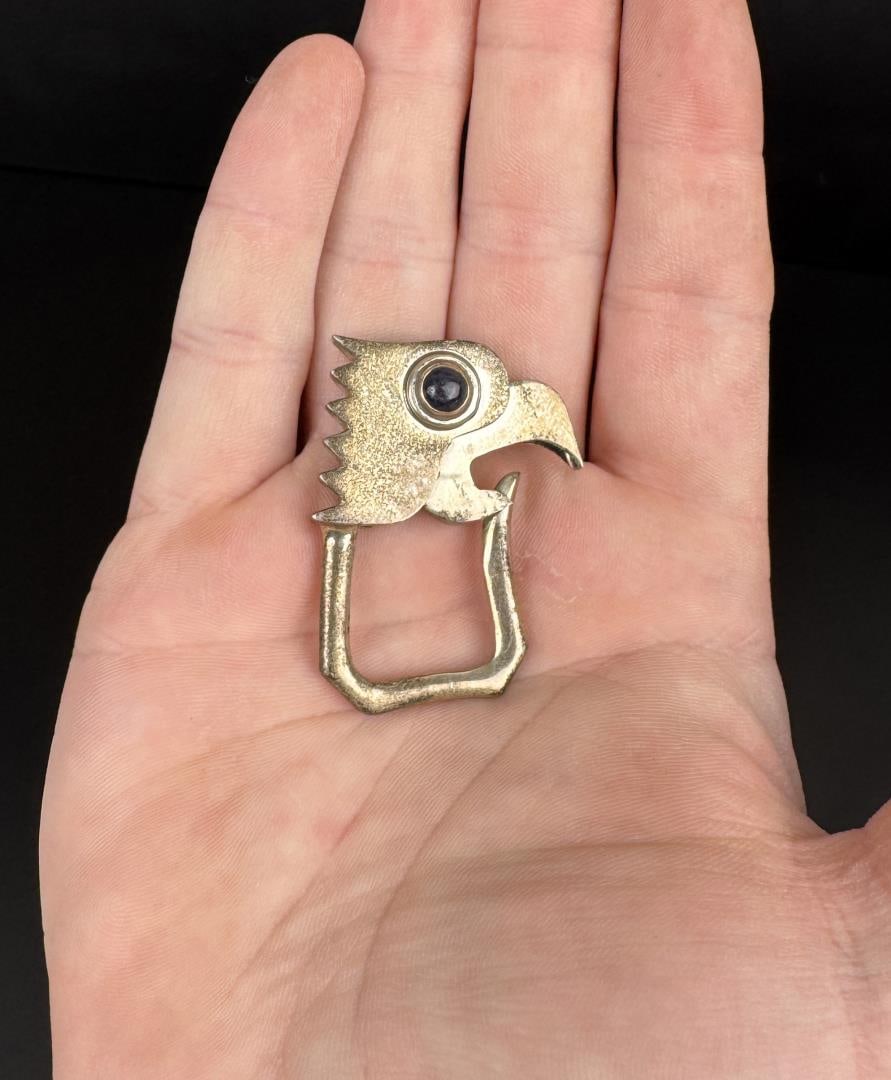 Sigi Pineda Taxco Sterling Silver Eagle Keychain: 1 3/4" Long. 15.84 grams.