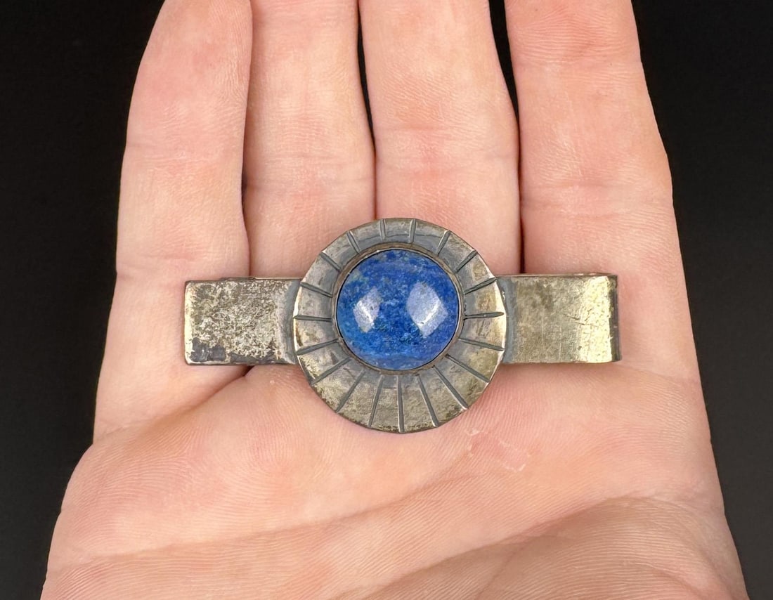 Wendt Sterling Silver Lapis Lazuli Money Clip: 2 1/8" Long. 20.91 grams