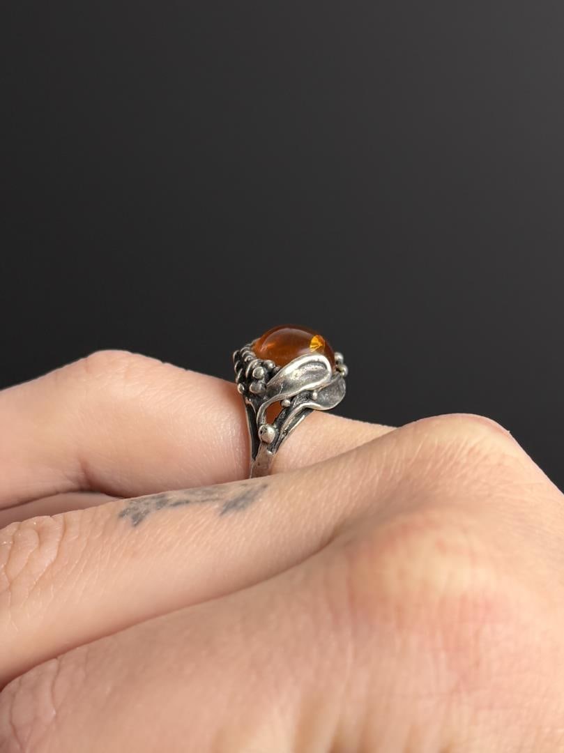 Sterling Silver Baltic Amber Ring - 5