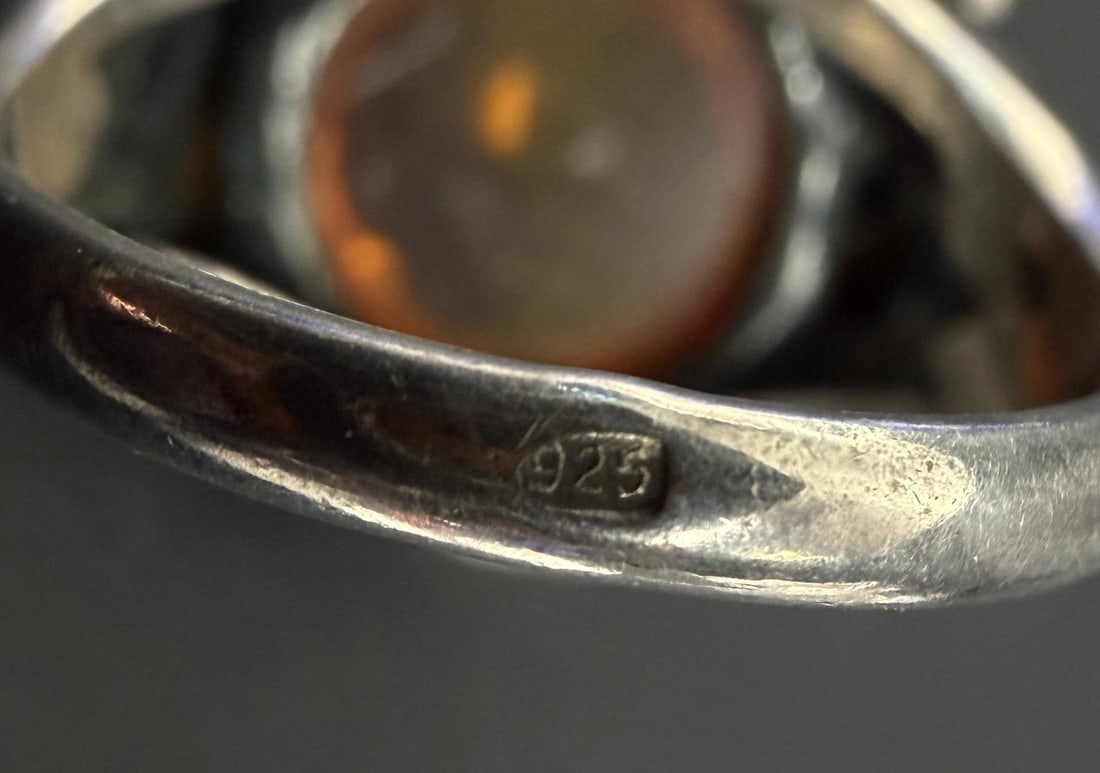 Sterling Silver Baltic Amber Ring - 6