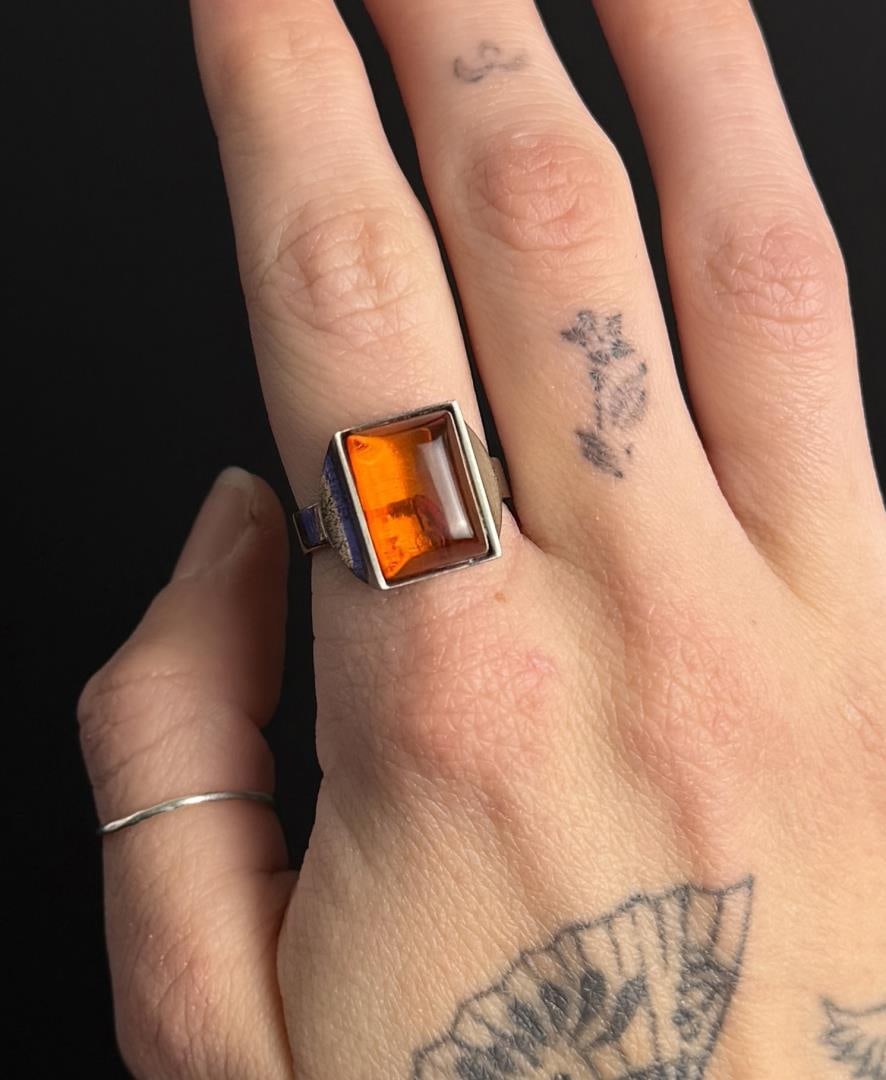 .830 Silver Baltic Amber Ring - 3