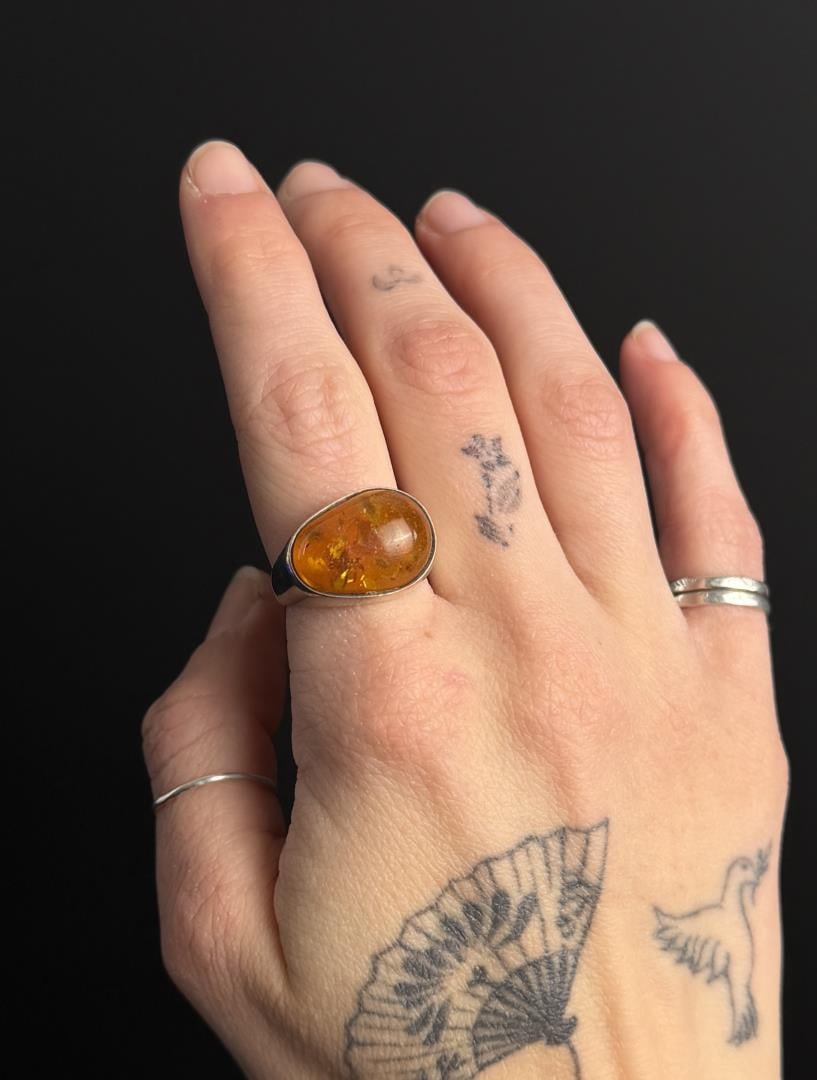 Sterling Silver Baltic Amber Ring - 3
