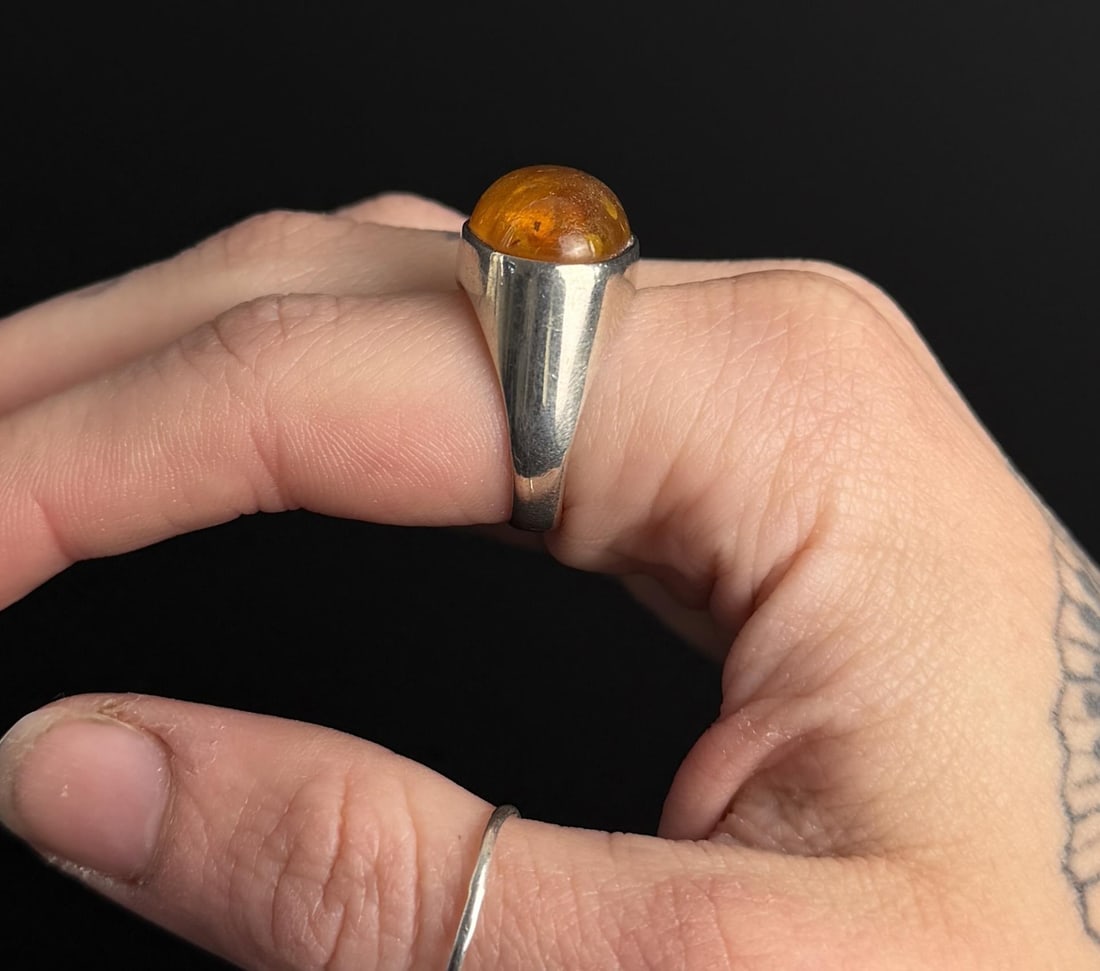 Sterling Silver Baltic Amber Ring - 5