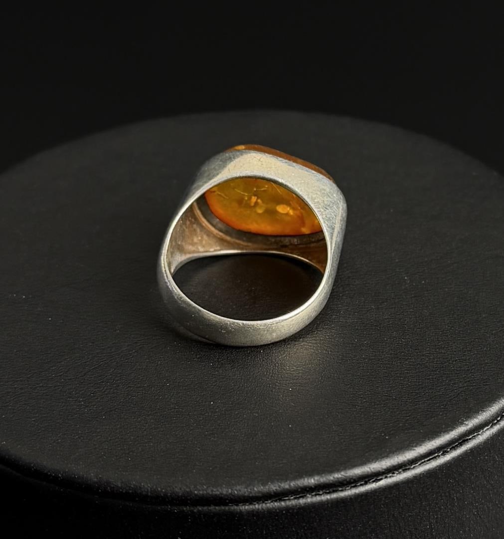 Sterling Silver Baltic Amber Ring - 6