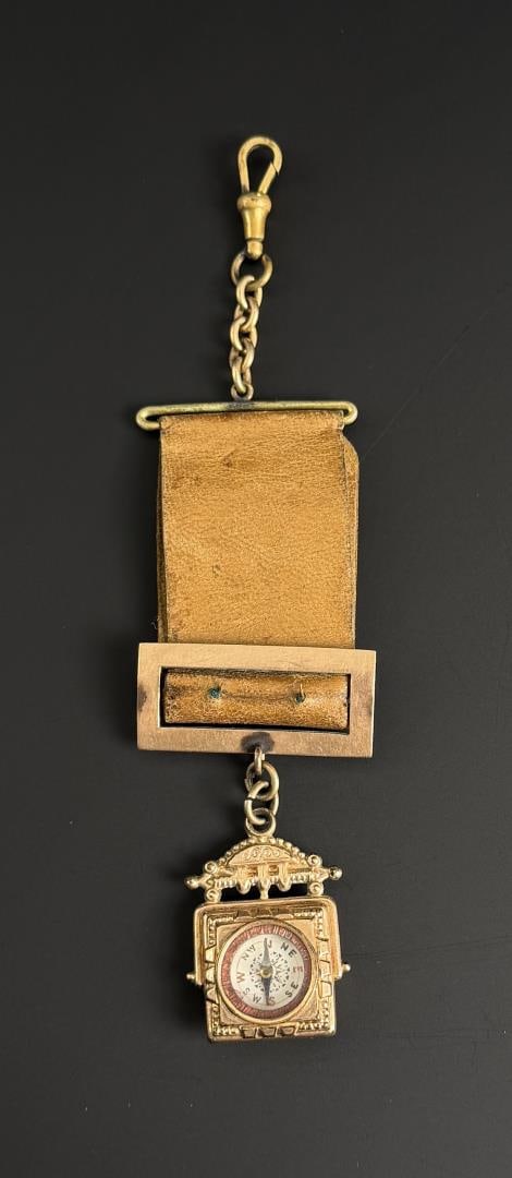 Antique Gold Filled Compass Watch Fob: 22.83 grams. 6" long.