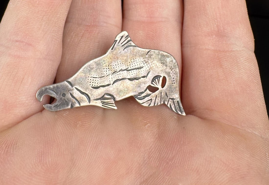 Sterling Silver Salmon Brooch (1 of 3)
