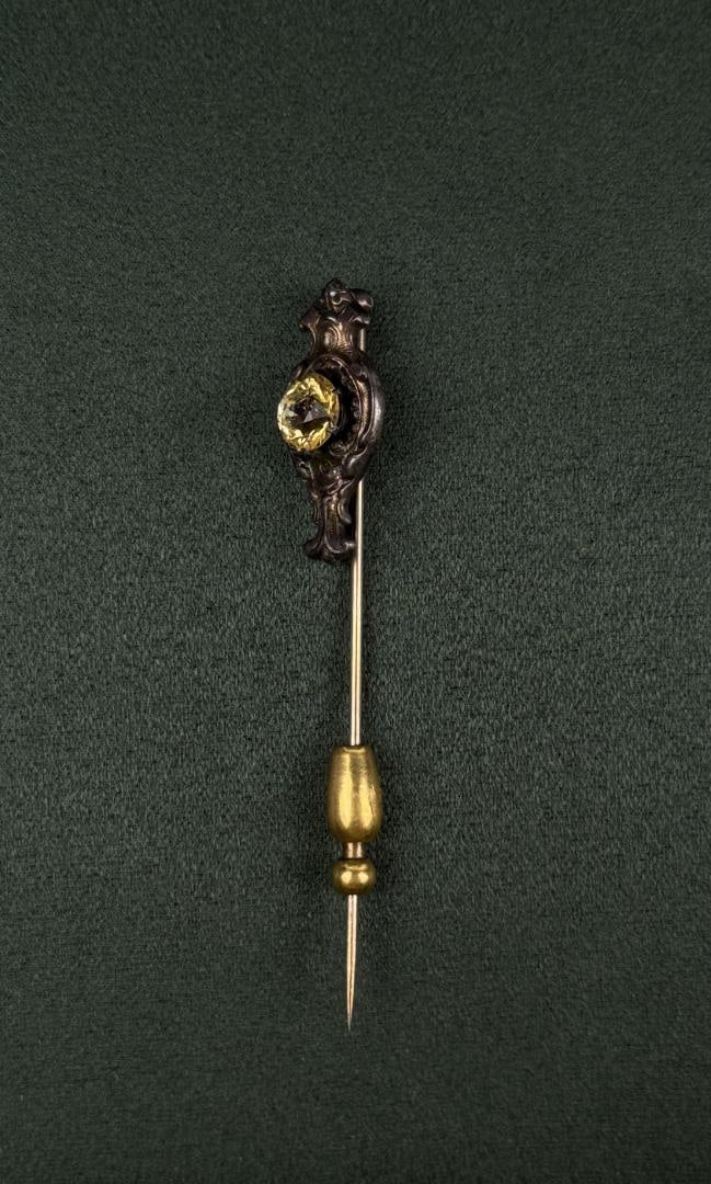 Victorian Sterling Silver Yellow Paste Brooch (1 of 4)