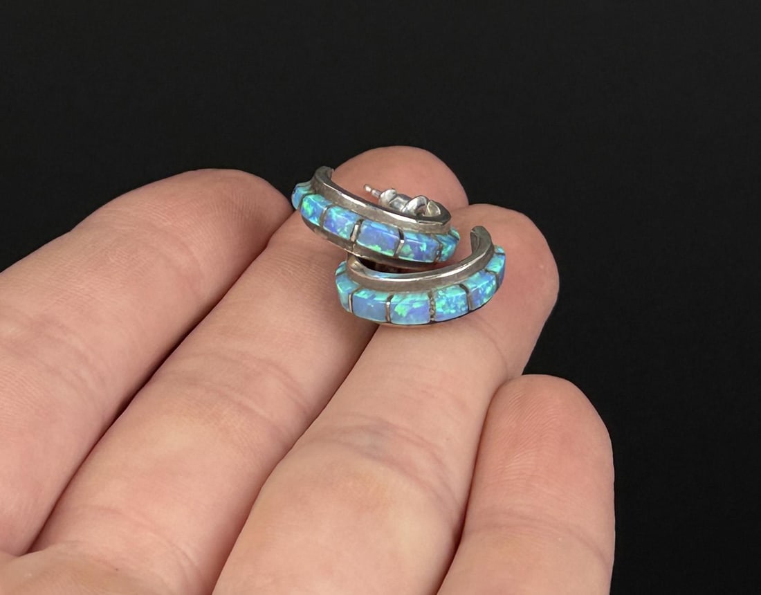 Zuni Nastacio Sterling Silver Opal Earrings (1 of 6)