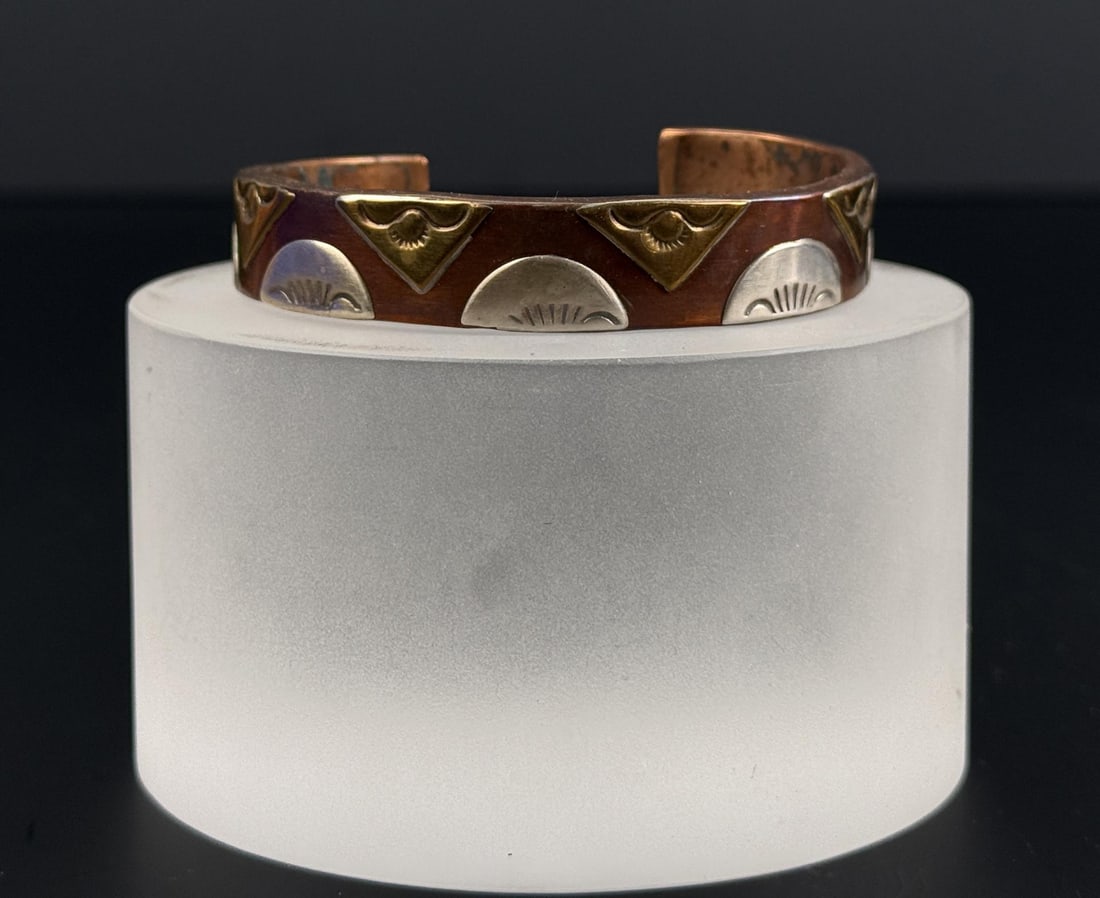Navajo Sterling Silver Copper Bracelet (1 of 5)